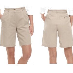 L.L.BEAN Tan Khaki High Rise Bayside Original Fit 100% Cotton Shorts Sz 14 NWOT